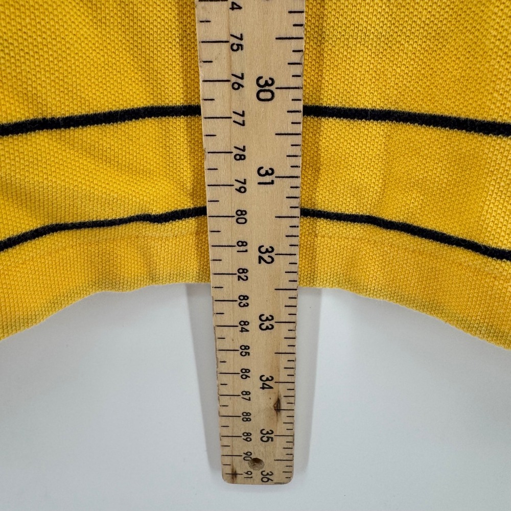 Polo Ralph Lauren Polo Shirt Men L Yellow Navy Striped Short Sleeve Cotton Pique - Picture 6 of 8